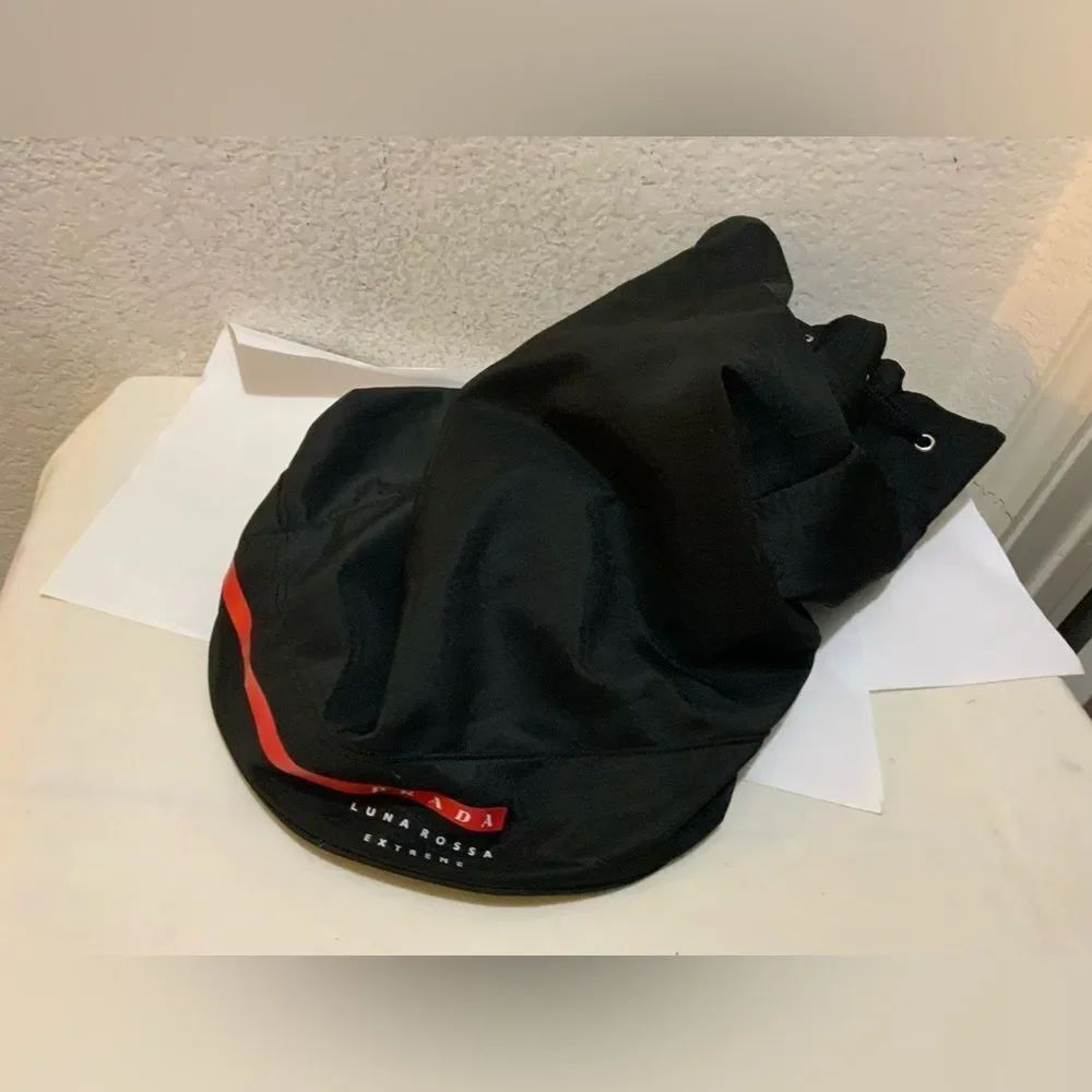 PRADA Luna Rossa Extreme Travel Bag Duffle Bag Black Nylon Drawstring